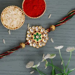 Designer Rakhi Assorted Chawal Roli Pack, Rakhi Set-image-15