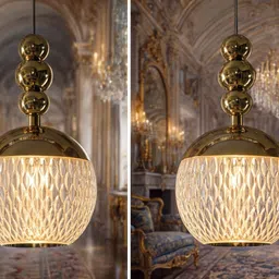 swiatlo Gold Hanging Lamp with Crystal Textured Glass Shade for Living Room Pendant Lamp Ceiling Lamp image 5