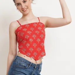 popwings Casual Noodle Straps Printed Women Red Top image 3