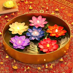 gs ecom Water Floating Diyas & Lotus Flowers Sensor Led Tea Light for Diwali Decor Candle-picture-20