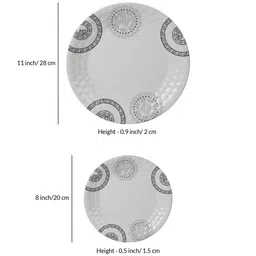 cdi White & Grey Melamine Geometric 18 Pcs Dinner Set image 2