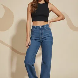 pinklit lifestyle Women Regular High Rise Dark Blue Jeans image 5