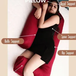 siroki J-Shaped Full Body Maternity Pillow with Chain Cover for Back Legs Belly Support Microfibre Solid Pregnancy Pillow Pack of 1 image 4