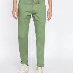 peter england Men Skinny Fit Green Cotton Blend Trousers-picture-24
