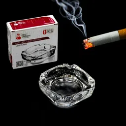 deodap Glass Brunswick Crystal Quality Cigar Cigarette Ashtray Round Tabletop for Home Clear Glass Ashtray-picture-12