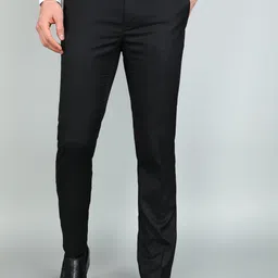 raymond Men Slim Fit Black Polyester Trousers image 1