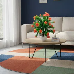 ankit Orange, Green Dahalia Artificial Flower with Pot image 3