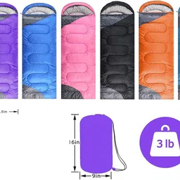 ibs Camping, Hiking Lightweight 1 Person WATERPROOF Sleeping Bag for Adults OUTDOOR Sleeping Bag image 5