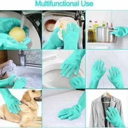 nksnimystore Silicone Dishwashing Reusable Cleaning Scrubber Gloves286 Wet and Dry Disposable Glove Set image 4