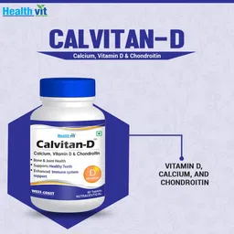 HealthVit Calvitan-D Calcium, Vitamin D & Chondroitin - 60 Tablets (Pack of 2) image 4