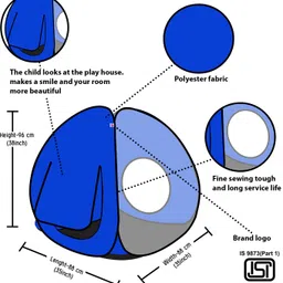 kwisy creation Play House Foldable One Side Round Outdoor & Indoor For Kids image 4