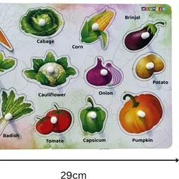 winmeen Montessori Wooden Puzzle Board Set| Fruits, Vegetables & Flowers Learning Toy image 5