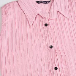 ekasya Women Regular Fit Solid Lapel Collar Casual Shirt image 5