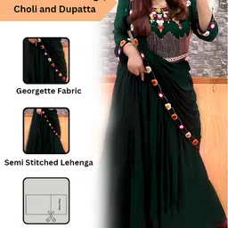 kalyanitextile Embroidered, Embellished Semi Stitched Lehenga & Crop Top image 3