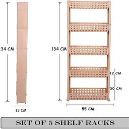 cutting edge 5 Layer | Beige | SLIM Classic- Smart Storage Organizer – Multipurpose & Easy-To-Move Slide Out Shelf Basket Rack Trolley EcoPlastic With Wheels for Kitchen | Bedroom | Bathroom | Home | Pantry | Washing & Utility Area Plastic Kitchen Trolley image 4