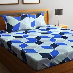 fashion string 144 TC Microfiber Double Geometric Flat Bedsheet-picture-11