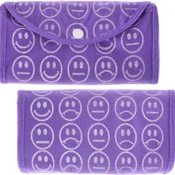 heart home Front Pocket Grocery Bag with Handle|Pack of 3|Purple Pack of 3 Grocery Bags image 2