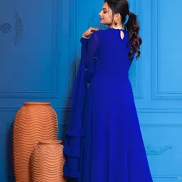 duradero Solid Georgette Stitched Anarkali Gown image 3