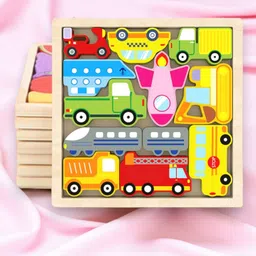 vhd Kids Wooden Puzzle Board | Vehicles, Cars & Bus Learning Toy DG131 image 1