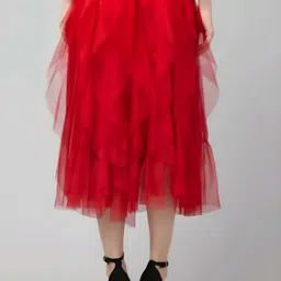 fashion av Women Solid Flared Blue Skirt image 2