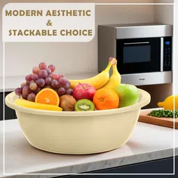 kuber industries Plastic Multipurpose Storage Basket for office & Home|12 LTR|Pack of 2|Cream & Sky Blue Storage Basket image 4