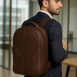 shreeji Large 31 L Laptop Backpack BIG SIZE LEATHERISH BACKPACK FOR TRAVEL/COLLEGE/OFFICE WITH LAPTOP SLEEVES SOLID image 4