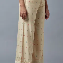 Women Regular Fit Beige Crepe Trousers image 4