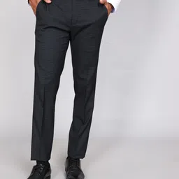 raymond Men Slim Fit Black Polyester Trousers-picture-13