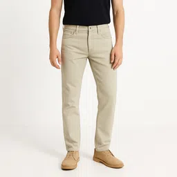 ak trendy Men Slim Mid Rise Beige Jeans-picture-11