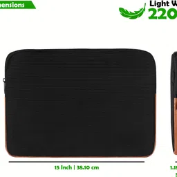 hvh world Laptop Sleeve Case| 15.6 |Zipper Closure|Water Repellent PVC |Black & Tan Laptop Sleeve/Cover image 3