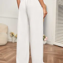 dockstreet Women Loose Fit White Cotton Blend Trousers-picture-15