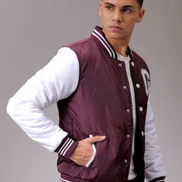 the indian garage co. Men Colorblock Varsity Jacket image 3