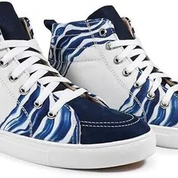 kobsook Luxe Men High Ankle Sneakers for Men (Blue Weave) High Tops For Men-picture-47