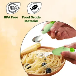 mini soul Carrot Themed BPA Free Stainless-Steel Spoon and Fork for Babies Cutlery Set - Stainless Steel image 4