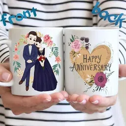 Happy Anniversary Printed Coffee Cup Best Gift for Wife,Husband,Best Couple Gift Ceramic Coffee Mug-image-3