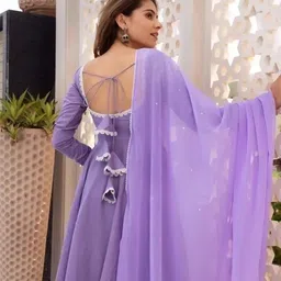 a to z cart Printed Georgette Stitched Flared/A-line Gown image 2