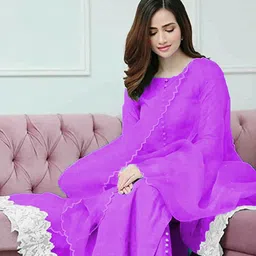 dd's creation Women Cotton Blend Ethnic Top Pant Dupatta Set-picture-23