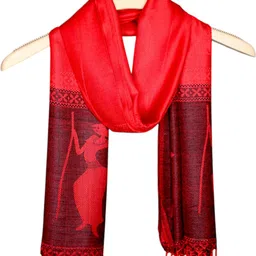 glimmerx Woven Viscose Women Red, Black Fancy Scarf, Stole, Scarf image 2