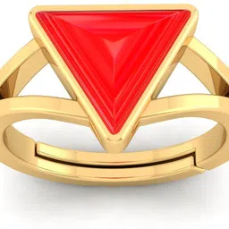 vishvma 7.25 Ratti Natural Coral Moonga Gemstone A1 Quality With Lab Certified Brass Opal Brass Plated Ring image 1