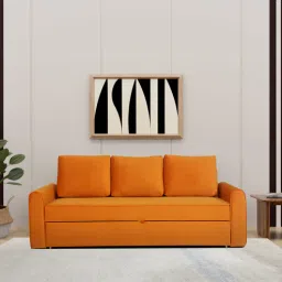 casacraft from pepperfry Kedio Velvet Pull-Out Sofa Cum Bed in Rust Colour-picture-18