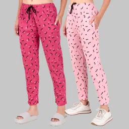 jeckward Pack of 2 Women Printed Multicolor Track Pants-picture-31