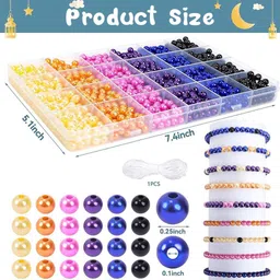 serplex 1200Pcs DIY Beading Craft Kit 6 Color Round Beads 6mm Resin Beads for Jewelry image 2