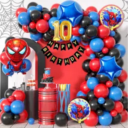 aoes Spider-Man Theme 10th Birthday Decoration Kit Red Blue Black Balloons for Boys-picture-18