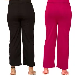 fashion bazaar Pack of 2 Women Regular Fit Black, Maroon Cotton Blend Trousers image 2
