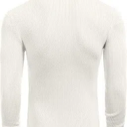 hea7ens Men Striped High Neck White Sweater image 2