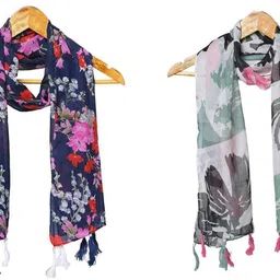 mss fashion Printed Chiffon Women Multicolor Stole, Scarf, Fancy Scarf-picture-46