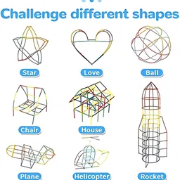 kidsbuddy 200 Pcs Plastic Pipe Straw with Connectors Building Blocks Toy Set for Kids image 4