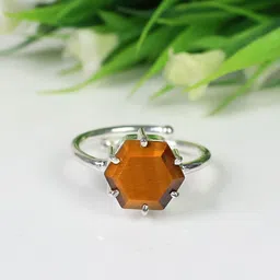 reiki crystal products Certified Naturalr Eye Gemstone Adjustable ring for Unisex Crystal, Stone Ring image 3