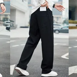 zaysh Men Loose Fit Mid Rise Black Jeans image 3