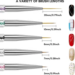 hair line Double End Gel Nail Art Liner Brush with Fine Striping Brush and Dotting Pen image 4